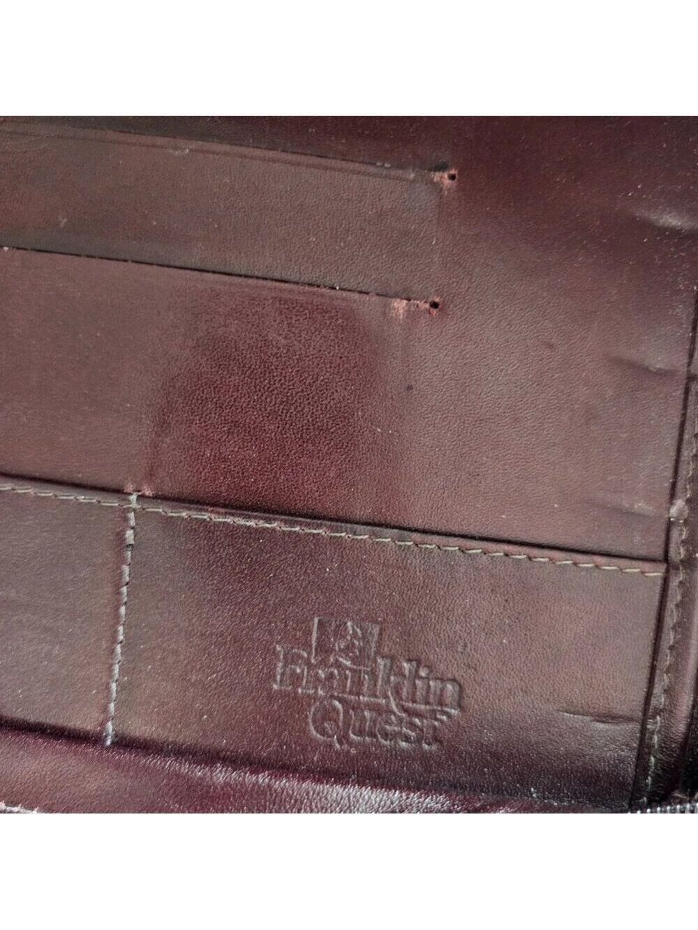 Franklin Quest Leather 7 Ring Binder Burgundy Organizer Dividers Card Holders - Picture 12 of 16
